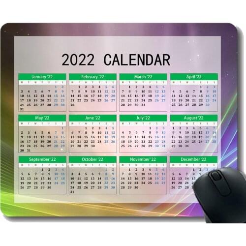 2022 Calendar Mouse Pad with Holidays,Light Iridescent Fan Colorful Desktop Notebook Mouse Mat for Working and Gaming
