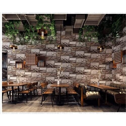 Beibehang Three-dimensional retro brick pattern fashion 3d wallpaper industrial wind restaurant clothing store wall paper behang