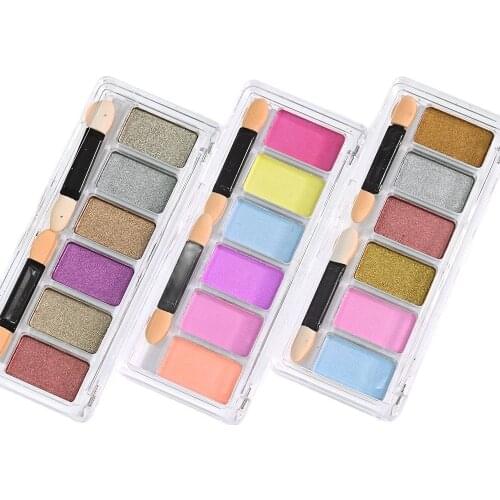 6 Color/Box Nail Solid Pigment Set Make Up Eye Shadow Mirror Glitter Powder Chrome Laser Holographic Manicure Dust Decoration #E