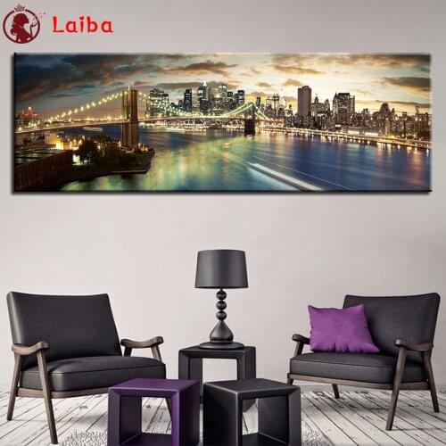 Full square round drill set Natural scenery, city night view bridge diy diamond painting 5d diamond embroidery room decor