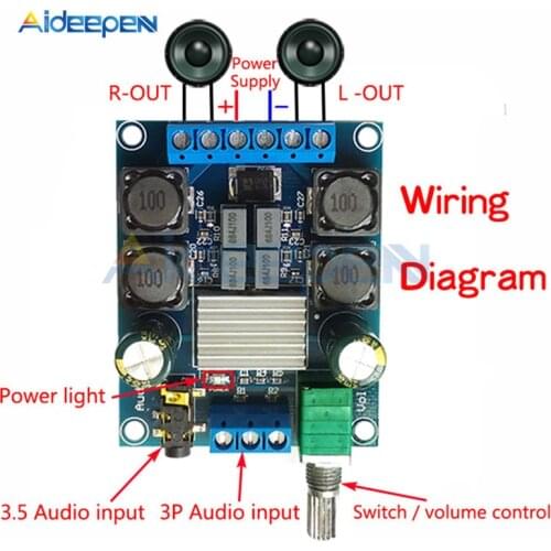 DC 4.5V-27V TPA3116D2 2x50W Dual Channel Digital Stereo Power Amplifier Board Audio Amplifier Volume Control Module 50W + 50W UP