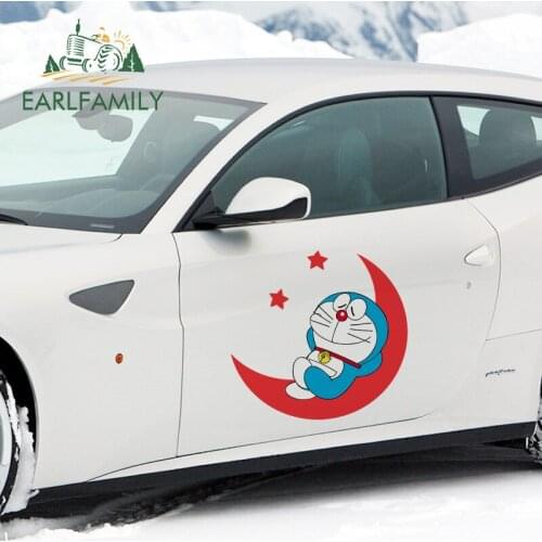 EARLFAMILY 43cm x 40.6cm For Doraemon Car Stickers Windshield Fine Decal Motorcycle Waterproof Sticker For JDM SUV RV Decor