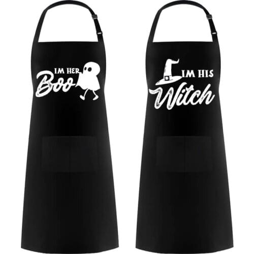 Boo Witch Couples apron Husband Wife boyfriend girlfriend bride groom Mr Mrs Anniversary dinner BBQ happy Halloween Gift present