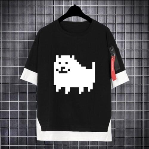 Game Undertale Korean Loose T shirt Sans Papyrus Cosplay Fake Two-piece t-shirt summer tshirt oversize tops tees