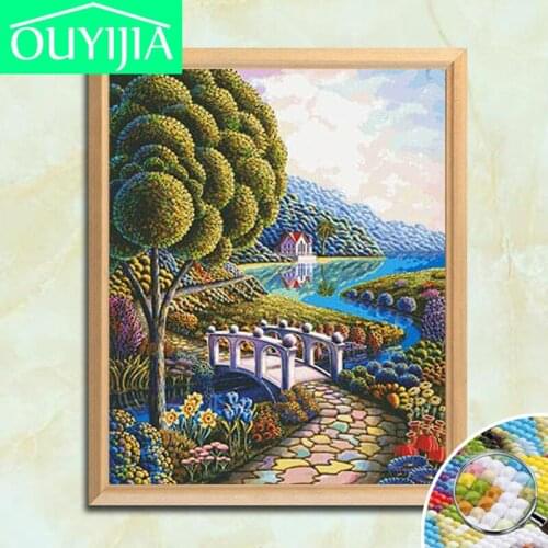 OUYIJIA landscape 5D DIY Diamond Painting Full Square Diamante Mosaic Cross Stitch Kit Diamond Embroidery Home Decoration Gift