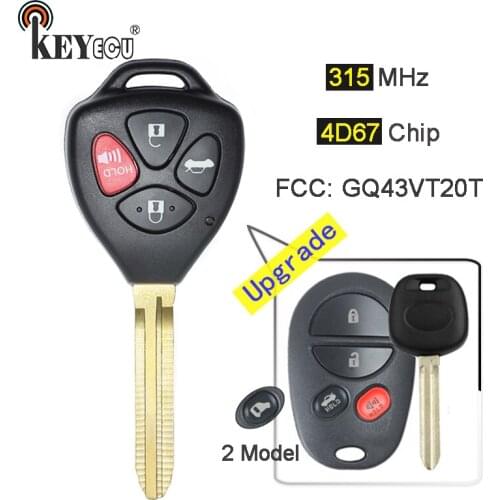 KEYECU 315MHz 4D67 Chip GQ43VT20T Upgraded Flip Folding 4 Button Remote Key Fob TOY43 for Toyota Sienna Avalon Solara 2004-2010