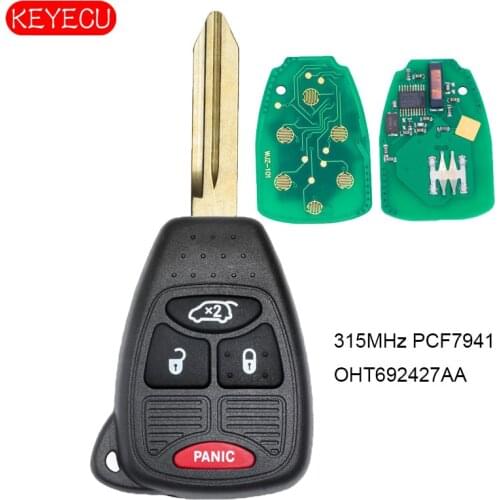 KEYECU Remote Key Fob 4 Button 315MHz PCF7941 for Chrysler Jeep Dodge FCC OHT692427AA