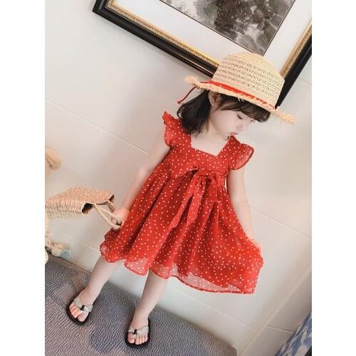 Polka Dot Summer Girls Short Dress 8 To 9 Years Old Off Shoulder Flower Girls Dress Princess Robe Enfant Girls Clothing BW50DR