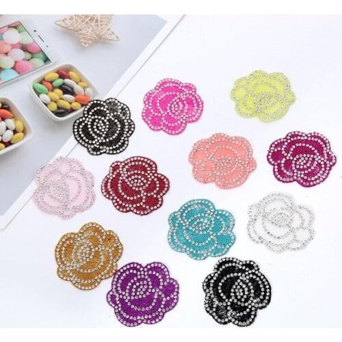 Hot Drilling Clothes Decor Rhinestone Rose Flower Patches Crystal Beaded Clothing Accessory Bag Wholesale Diy Applique Clothes