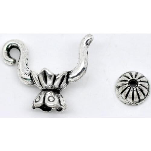 Lovely 10 Sets Silver Color Teapot Charm Bead Caps Set 19x15mm (B08764)