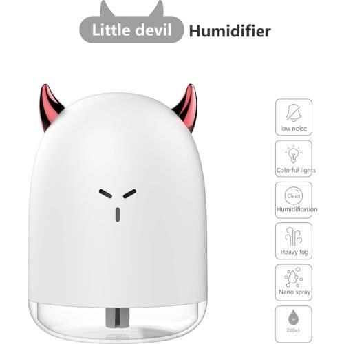 Mini Devil Humidifier USB Portable Air Purifier Moisturizing Spray 260ml for Home Office