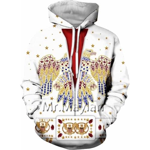 The King Elvis Presley Cosplay 3D Jacket Men Golden Stars Streetwear Hoodies Boys Hip Hop Punk Sweatshirts Mens Fashion Clothing