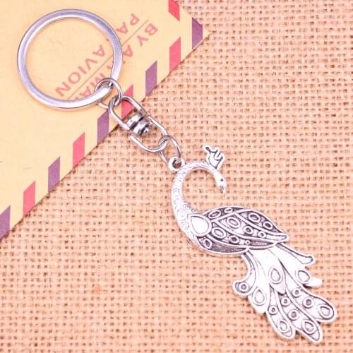 New Fashion Keychain 61*21 mm peacock Pendants DIY Men Jewelry Car Key Chain Ring Holder Souvenir For Gift