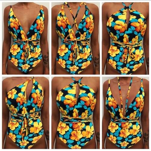 WackDaria Sexy One-piece Women Swimsuit Swimwear Bandage Colorful Printed 20 Colors With Pad Brazilian Sexy Bathing Suit