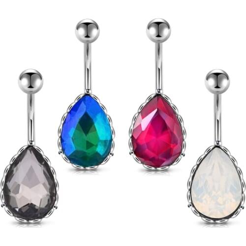 Piercing 14G Belly Button Ring Round Heart Bling Czech Crystal Classic Belly Button Naval Ring 14 Gauge 3/8" Inch 10mm Barbell