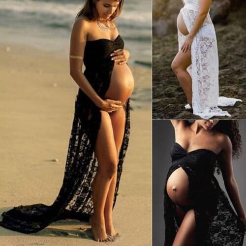 Maternity Maxi Gown Pregnant Women Lace Dress Photography Photo Props Clothes