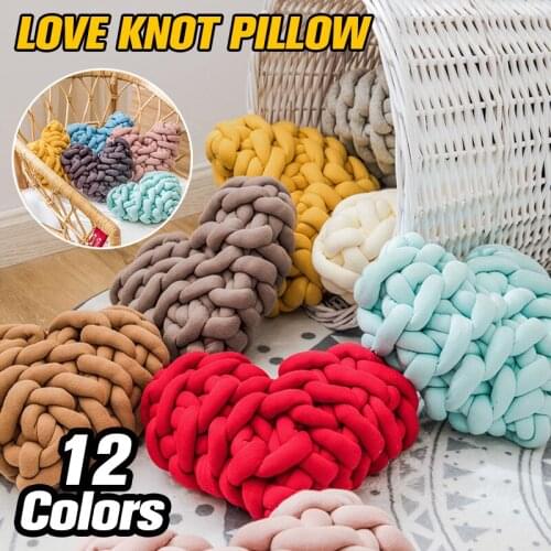 Modern Handmade Heart-shaped Knotted Pillow Cotton Knotted Soft Cute Cushion Photography Photo Props Sofa Home Decor