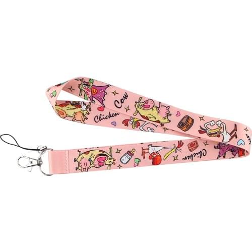 Ransitute R1238 Cartoon Pink Animal Cow Funny Chicken Lanyards ID Badge Holder Phone Straps Badge Key Holder Keychain