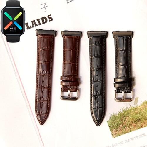 Top layer cow leather sports strap for Oppo watch 41mm 46mm Wrist band Bracelet belt watchband for Oppo Smart watch Accessories