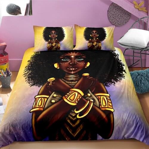 Luxury 3D African Girl Duvet Cover Set with Pillowcase Boho Bedding Sets Single Size Full King Comforter Bed Sets 200x200