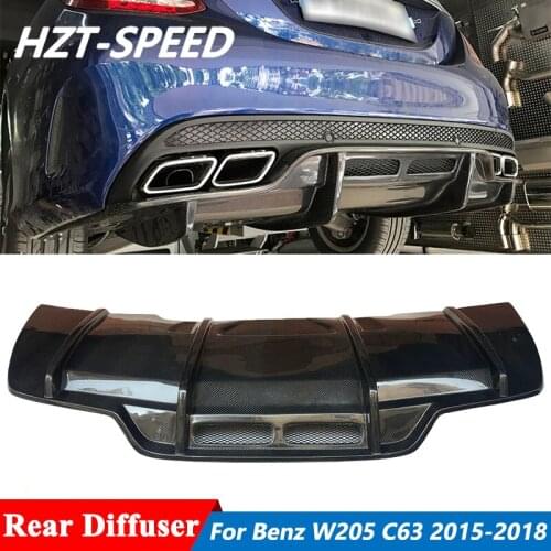 W205 PSM Style Carbon Fiber Rear Bumper Lip Spoiler Diffuser For Benz C Class C200 C63 AMG Sedan Car Tuning 2015 Up