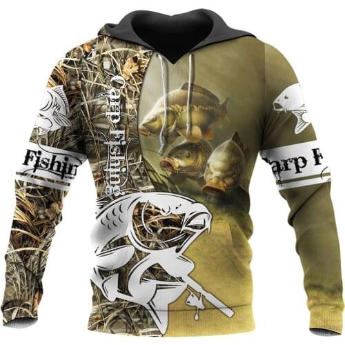 Carp Fishing 3D Full Printed Hoodies Unisex Casual Pullover Sweatshirt Hip-Hop Zip Hoodies DY153