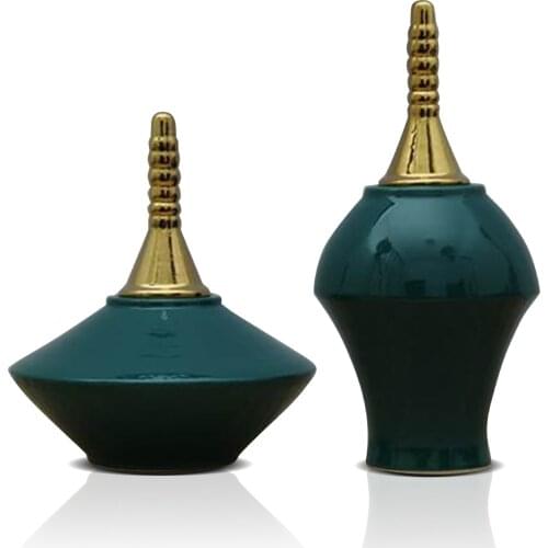 Vase decoration home Jingdezhen Ceramic glaze shaped gold-plated storage tank with cover two sets of model room ornaments