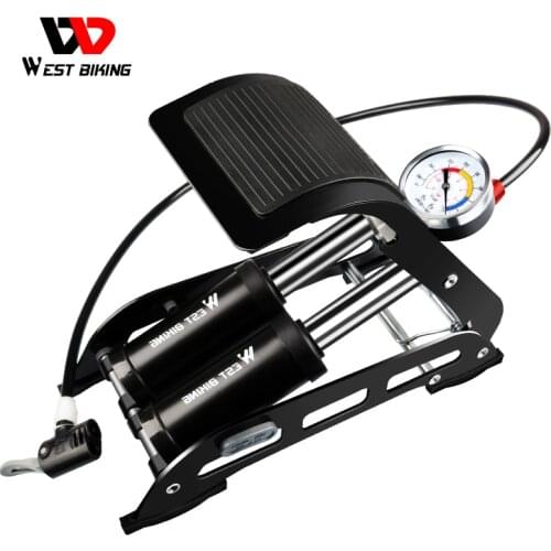 WEST BIKING Bicycle Foot Pump High Pressure Double Cylinder Cycling Pump Schrader Presta Valve No-Slip Motorcycle MTB Bike Pump