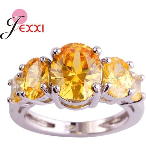 Sparkling Big Clear AAA CZ Ring Crystal Ring Fashion 925 Sterling Silver Wedding Band Rings For Women Party Jewelry 10 Colors