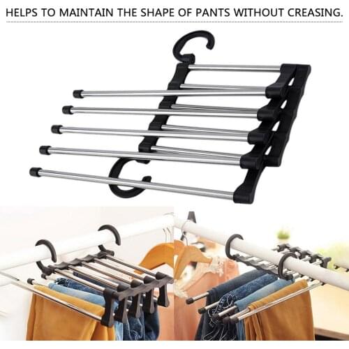 1PC Multifunctional Folding Clothes Hanger Closet Organizer Trouser Pants Ties Scarf Shawl Rack Space Saving Storage Rack