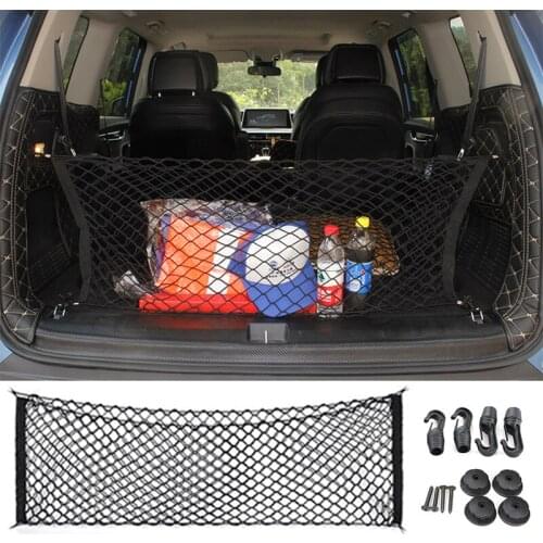 110x50cm Car Back Rear Trunk Seat Elastic String Net Magic Sticker Mesh Storage Bag Pocket Cage Auto Car Organizer Seat Back Bag