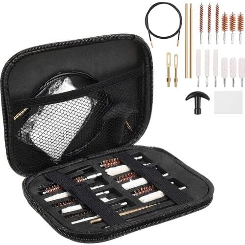 18Pcs/Set Universal Gun Cleaning Kit for .22/.357/.38/9mm/.40/.45 Caliber Rifle Handgun Pistol Hunting Gun Cleaning Tool Set