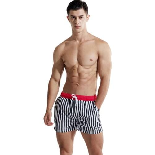 2018 Desmiit Surfing Beach Shorts Mens Board shorts Patchwork Bermuda Surf Swim Short Pants Quick Dry striped Swimwear Male