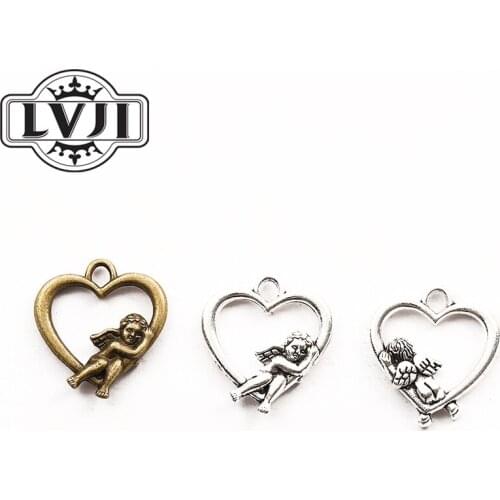 26pcs Vintage Charms Love angel Pendant Fit Bracelets Necklace DIY Metal Jewelry Making 5952