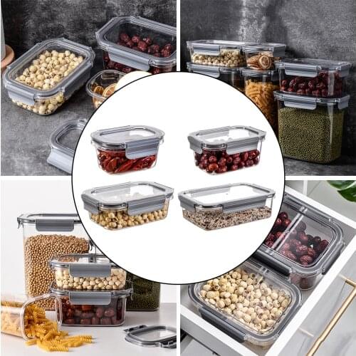 380/880/1250/2600ml Food Storage Container Kitchen Pantry Organizer Lock Airtight Lid Stackable Canister for Flour Sugar Cereal