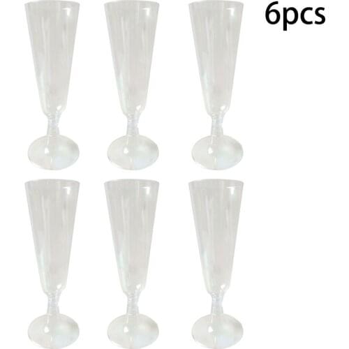 6pcs 150ML Disposable Goblet Hard Plastic Champagne Glass Dessert Cup For Jelly Mousse Ice Cream Cocktail Glass For Party Store