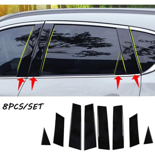 8 PCS Car Window Trim Cover Stickers For Nissan Qashqai 2016 2017 2018 Exterior Parts Car Accessories Pillar Trim Sticker