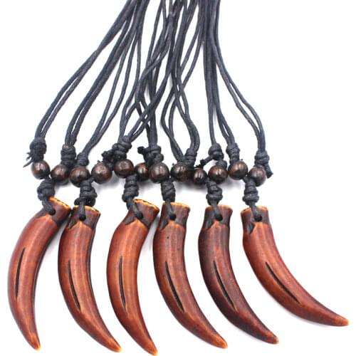 Hot Sale Wholesale lot 12pcs/LOT Yak Bone Carved Cool boy men Wolf Teeth Amulets Pendants Necklaces Gifts MN109