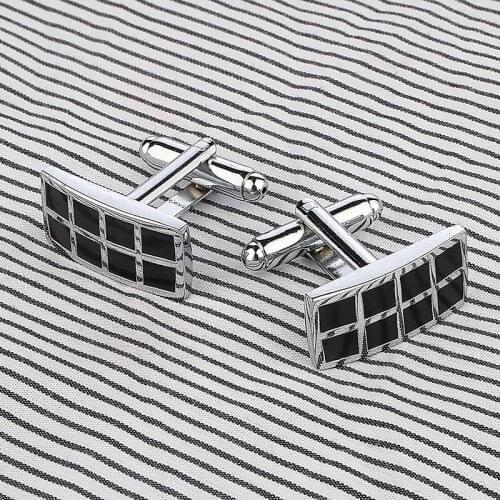 Black Enamel Mens Shirt Cufflinks Square Buttons Steel Copper Cuff Links for Wedding Party Gentleman Shirt Cufflinks