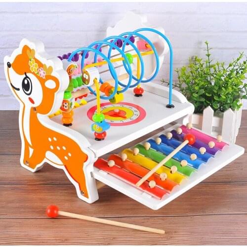 Wooden Montessori Educational Toy for Chidlren Abacus Toy Around Beads Math Toy Baby Musical Xylophone Learning Teaching Aids