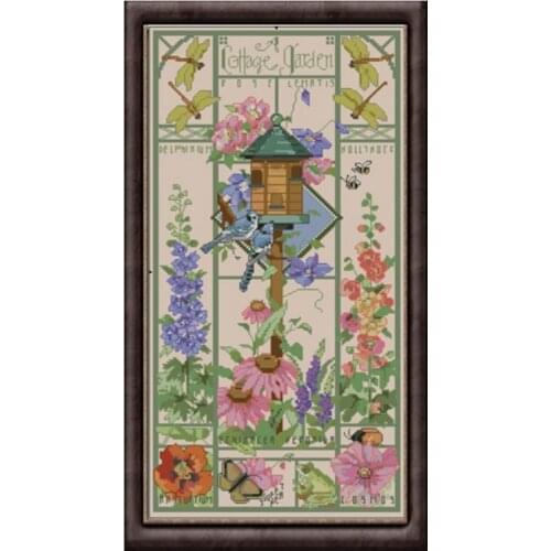 Home Decorative Painting Garden Home Cross-stitch Linen Pearl Cloth Kit DIY Handmade Chinese Embroidery Material Kit