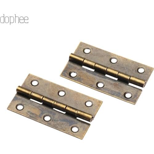 Dophee 2pcs Hinges Antique Bronze Silver Stainless Steel for door cabinet wardrobe vintage jewelry chest