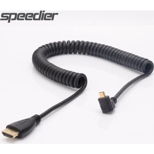 HDMI-compatible TO Micro stretch Coiled Digital Single Lens Reflex 4K HDR spring cable Flexible Cable HDMI video signal cable