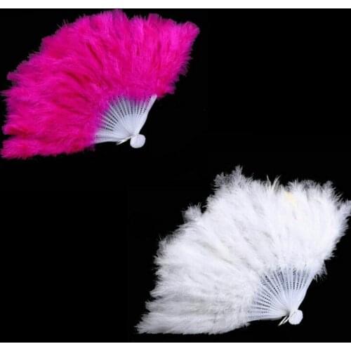 Nice Feather Fan For Dance Props Hand Goose Feather Folding Fan Wedding Wonderful A Variety Of Colors To Choose From