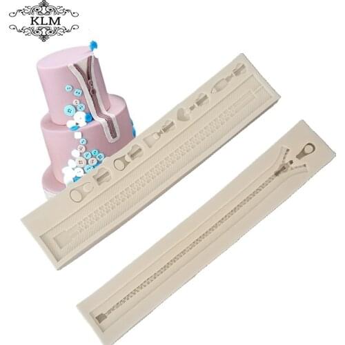 KLM-00185 Silicone Zipper Fashion Acceory Cake Fondant Sugar Craft Chocolate Mold Mould Fringe Decorating