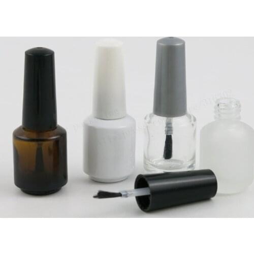 7ml Paint white Amber Clear Glass Nail polish enamel bottle small 7cc Frost glass nail polish vials With Brush Cap 500pcs