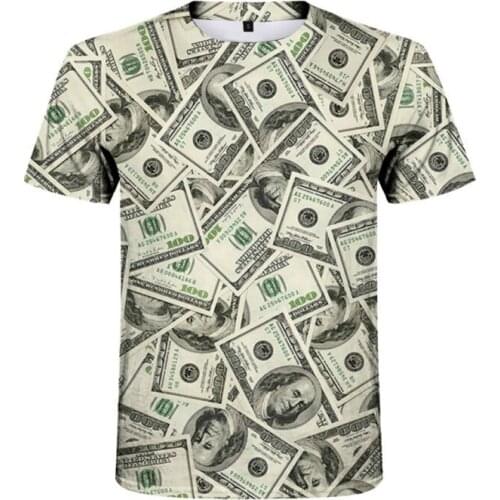 Creative Dollars Mens T-shirt Hip Hop Short Sleeve T-shirt Summer Fashion Casual Personality T-shirt Picture Most Popular2021