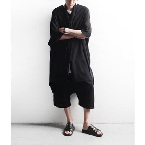 The Summer Edition Thin Section Ultra Long Bat shirt bat sleeve hairdresser dark personality fashion half sleeve shirt