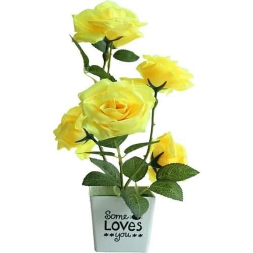 80% Hot Sale Artificial Rose Flower Pot Indoor Desktop Decoration Wedding Party Artificial Silk Flower Ornaments for Home