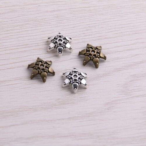 SWEET BELL 120pcs 4*11*13mm Two Color Bead Caps Charm Hollow Small Flower Pendants Jewelry Accessories DIY Receptacle Charms